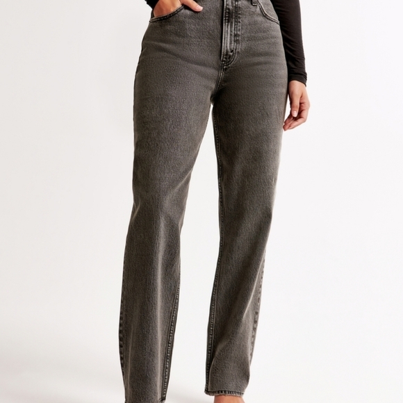 Abercrombie & Fitch the 90s straight ultra high rise jeans Washed black Sz 28/ 6 - Picture 1 of 10